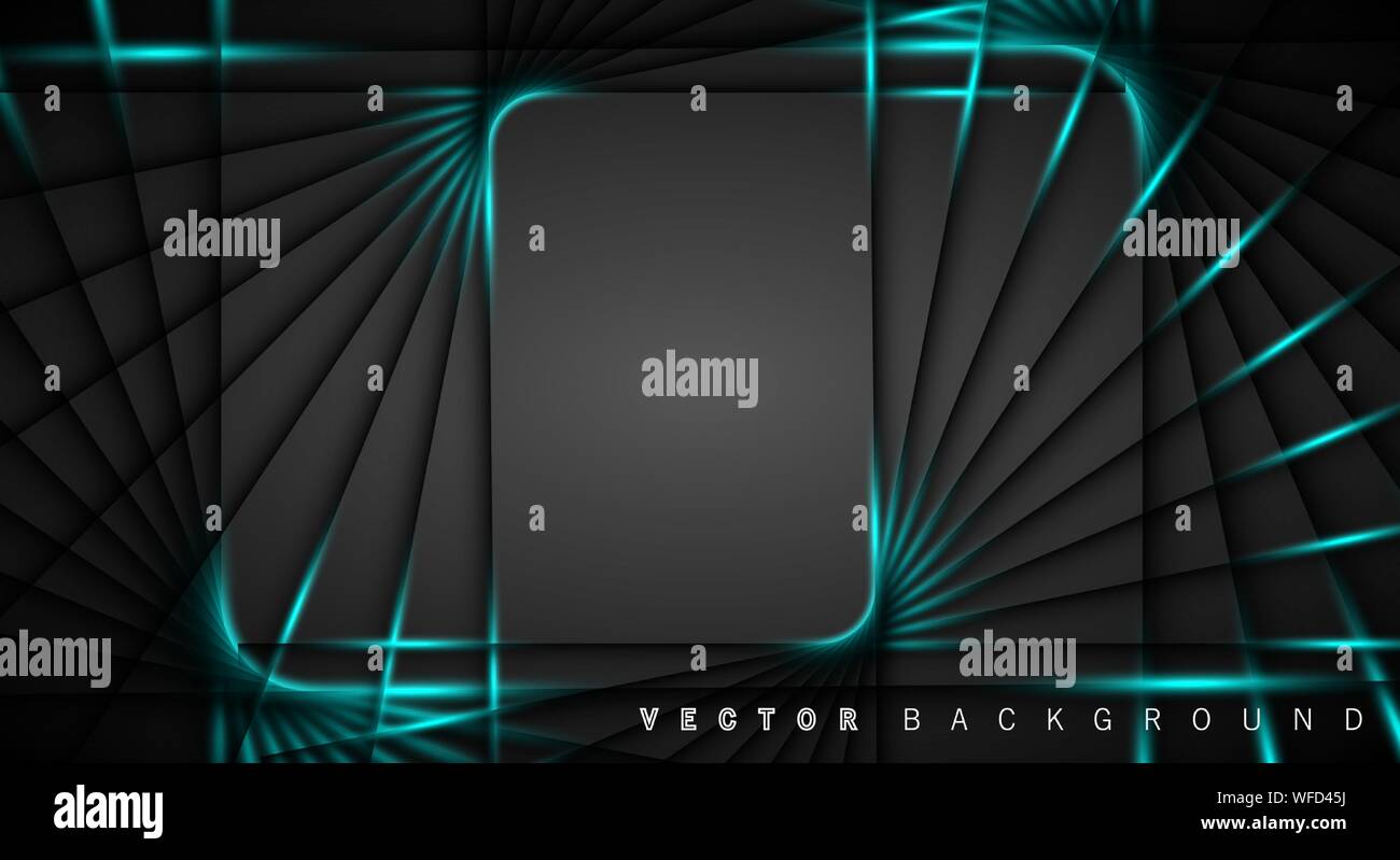 Blue light line shadow dark grey luxury background Stock Vector