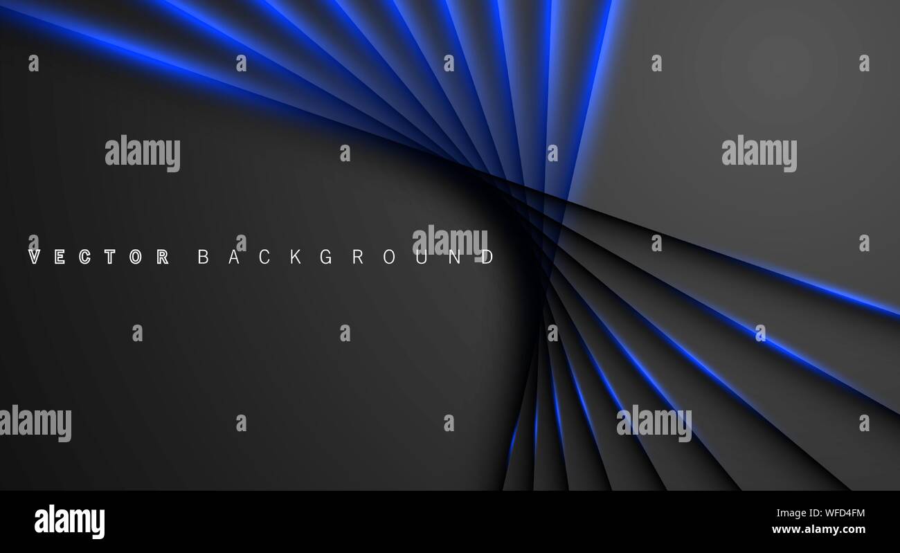 Blue light line shadow dark grey luxury background Stock Vector