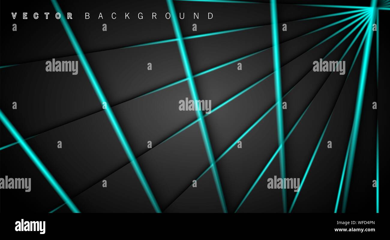 Blue light line shadow dark grey luxury background Stock Vector