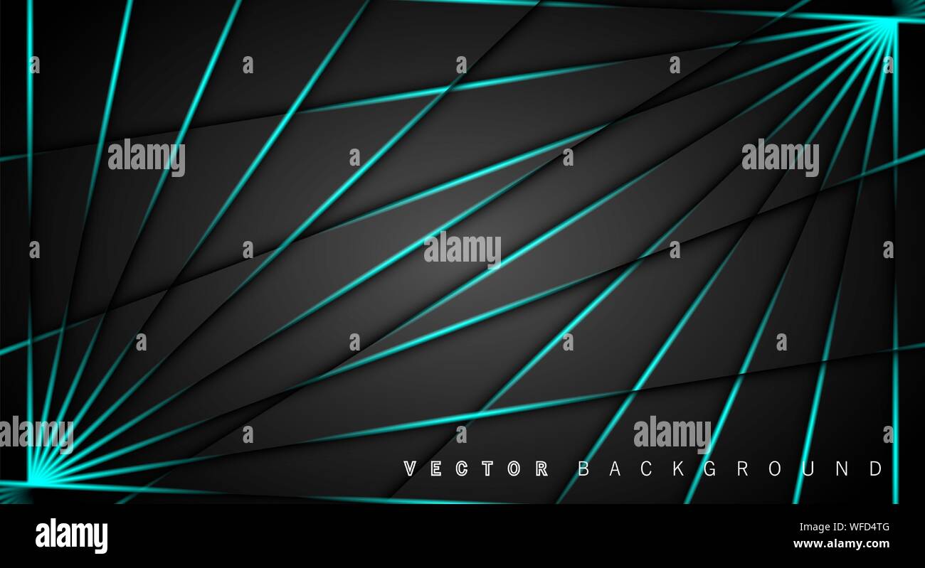 Blue light line shadow dark grey luxury background Stock Vector