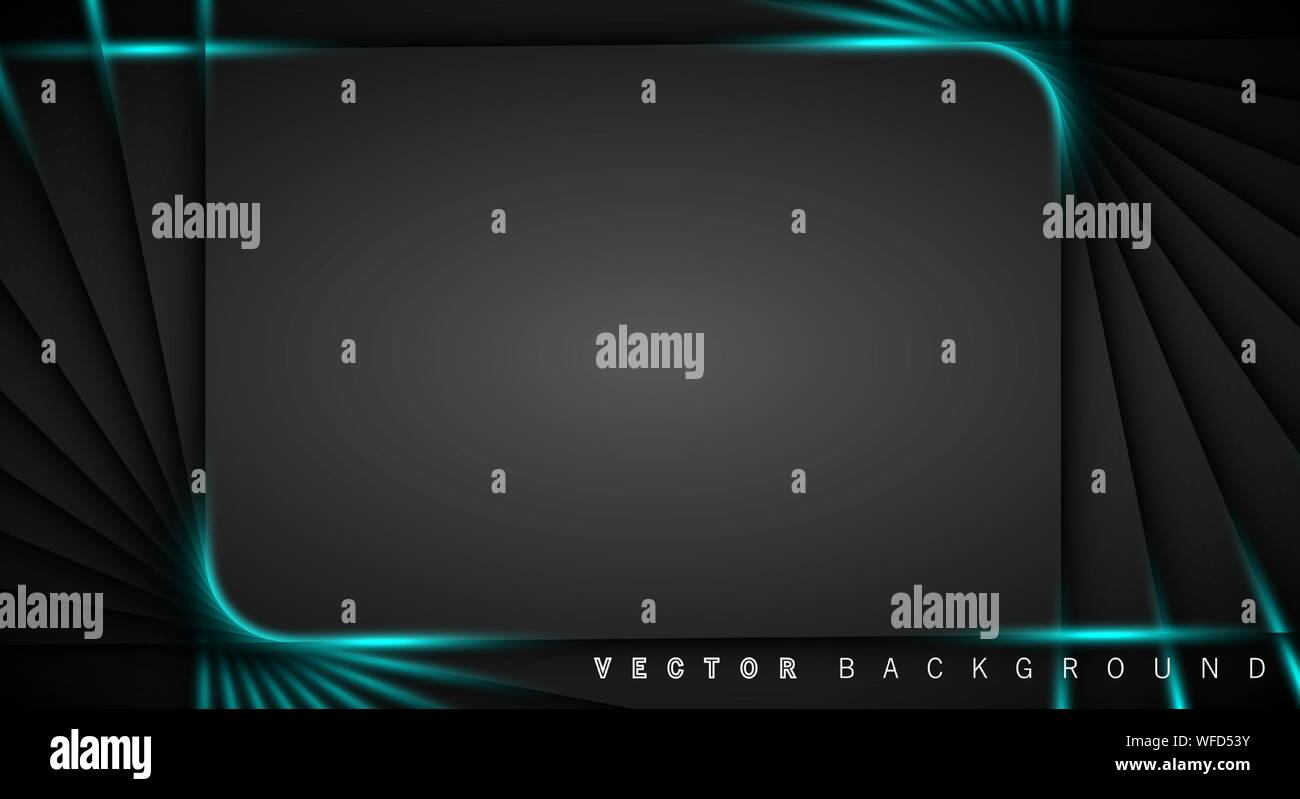 Blue light line shadow dark grey luxury background Stock Vector