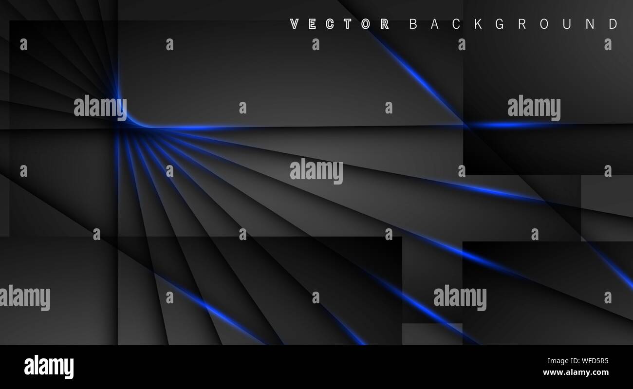 Blue light line shadow dark grey luxury background Stock Vector