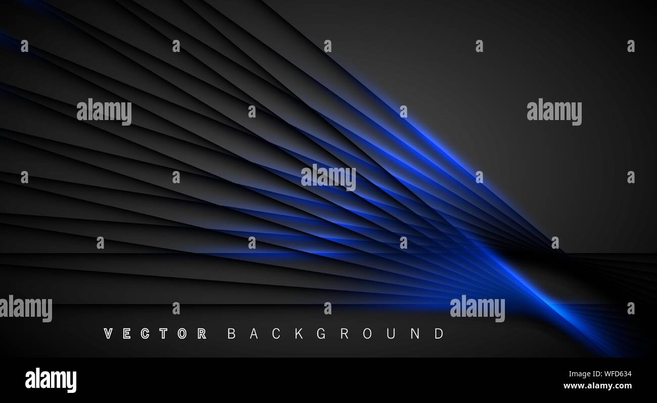 Blue light line shadow dark grey luxury background Stock Vector
