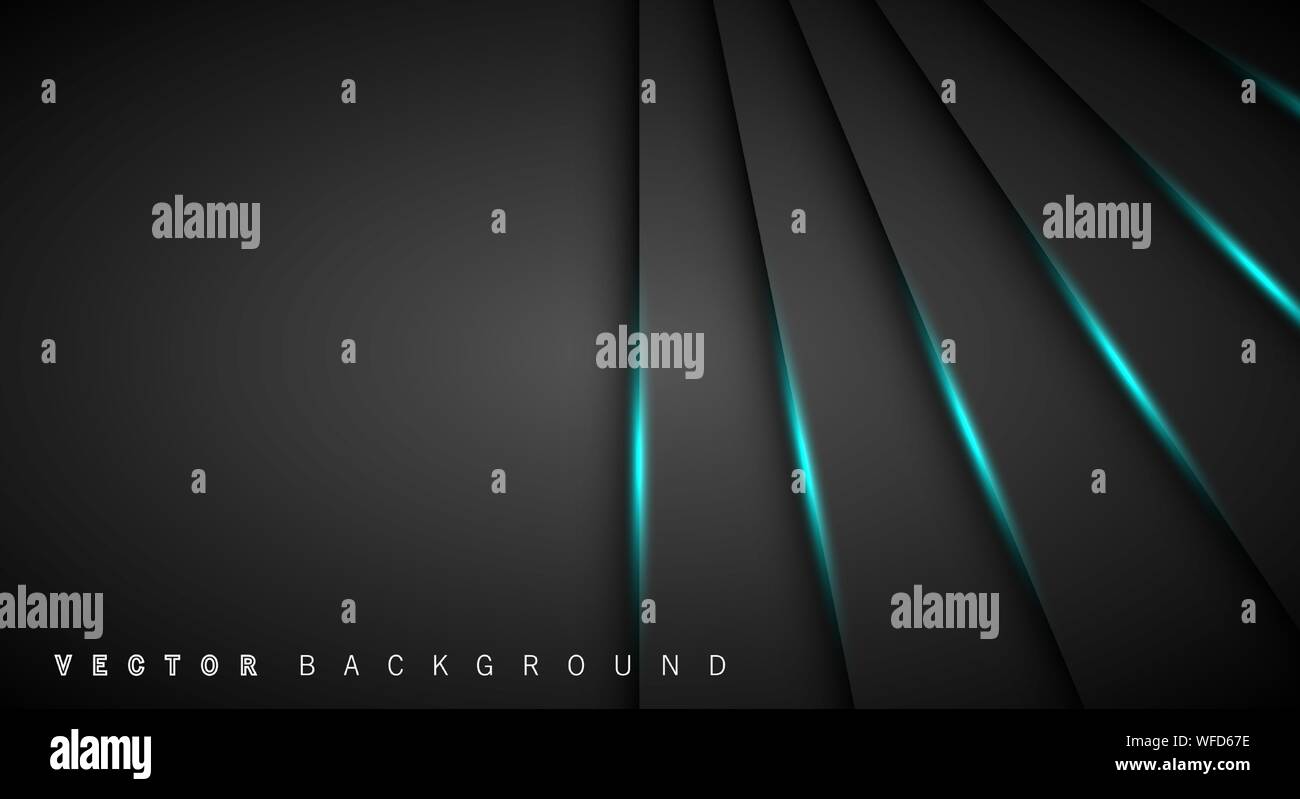 Blue light line shadow dark grey luxury background Stock Vector