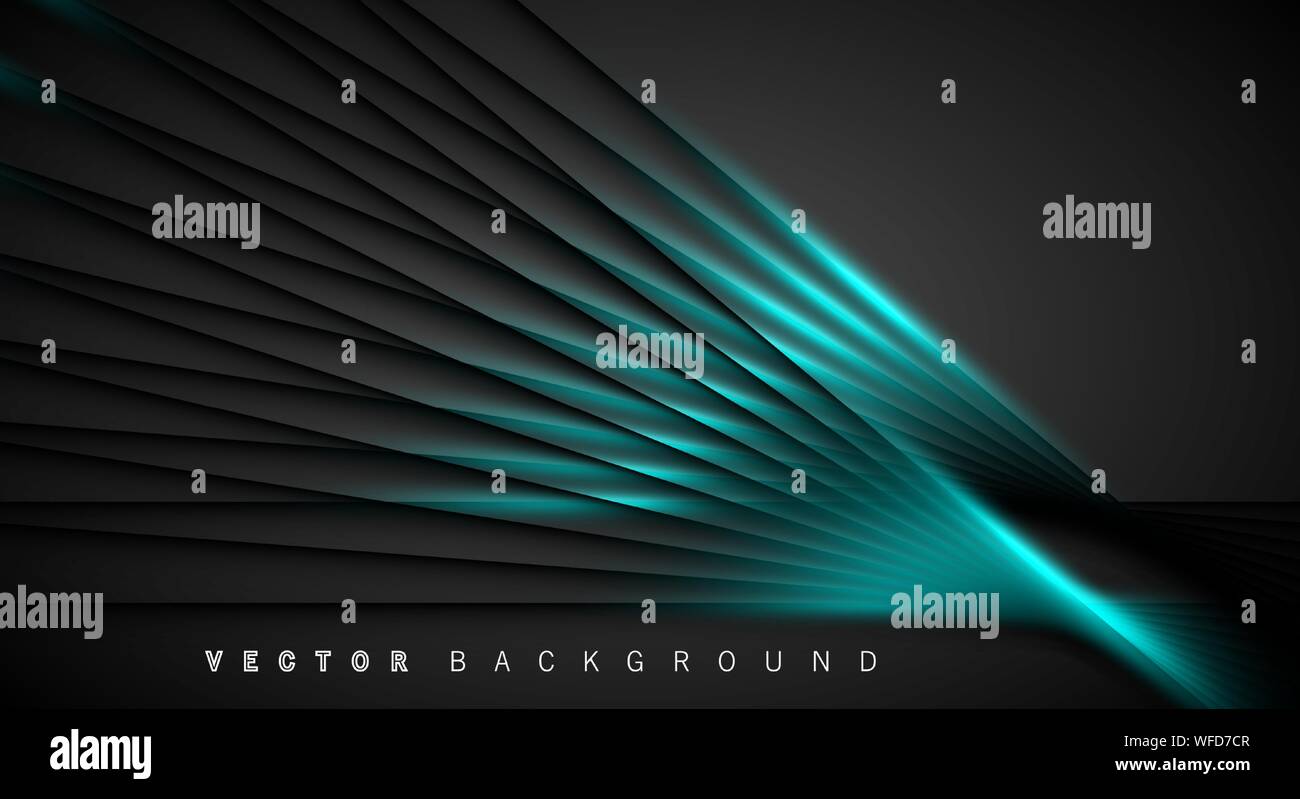 Blue light line shadow dark grey luxury background Stock Vector