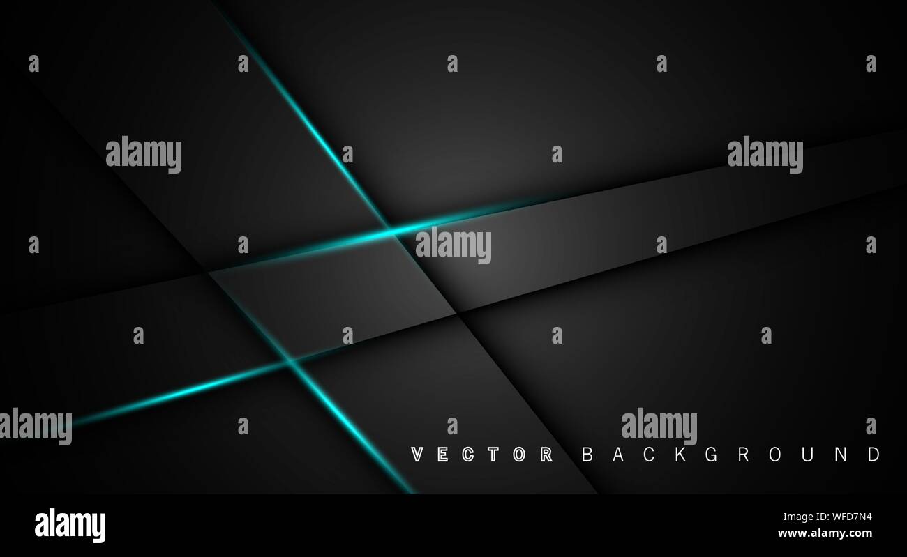 Blue light line shadow dark grey luxury background Stock Vector