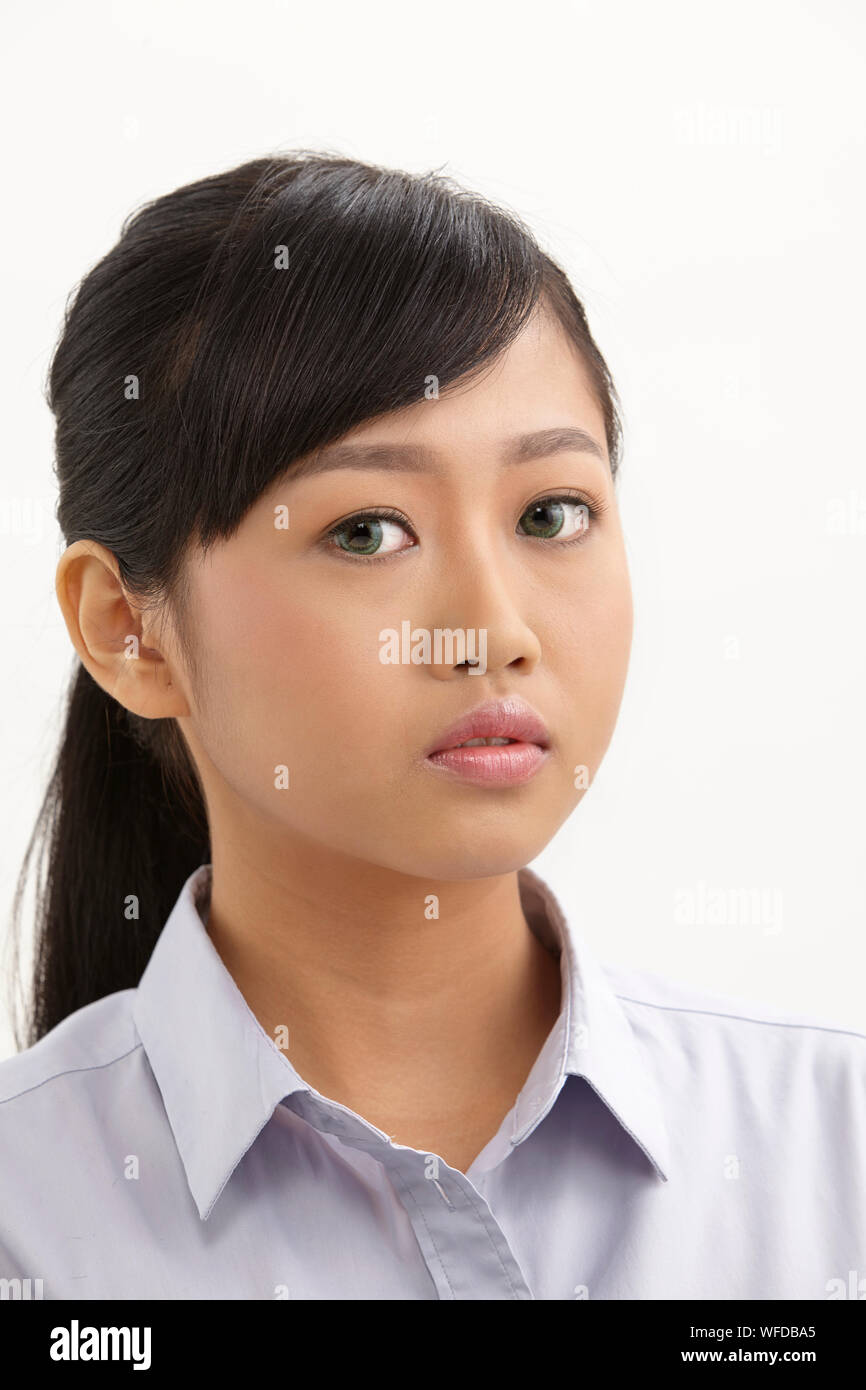 portrait of asian woman on the white background Stock Photo