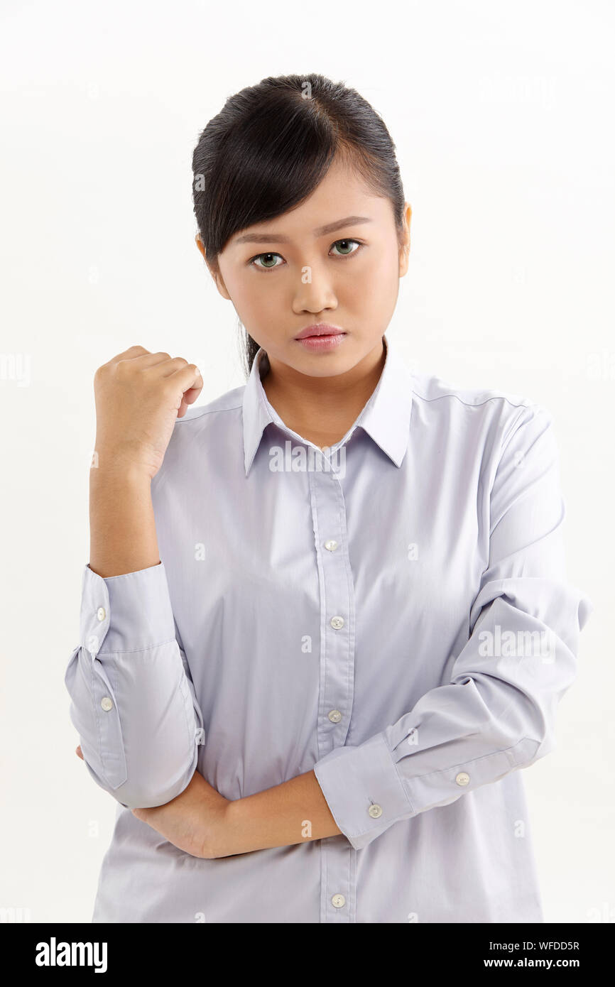portrait of asian woman on the white background Stock Photo