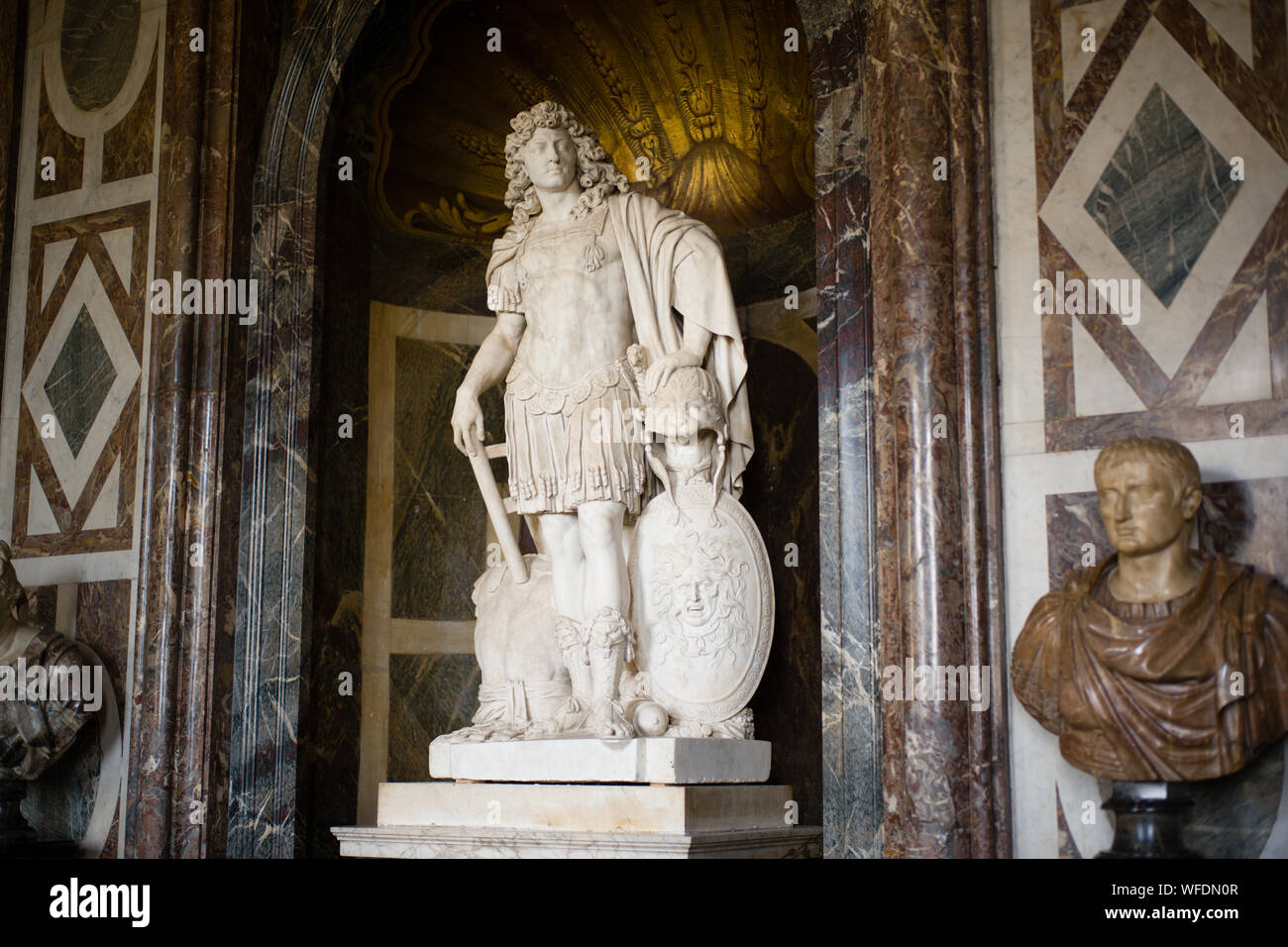 King Louis statue, Versailles palace France Stock Photo