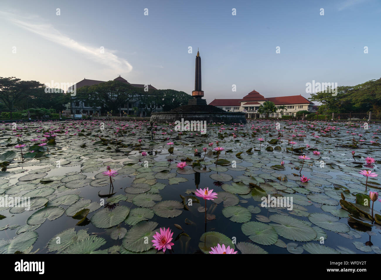 Monumen Tugu Balai Kota Alun Alun Malang located in the center of the ...