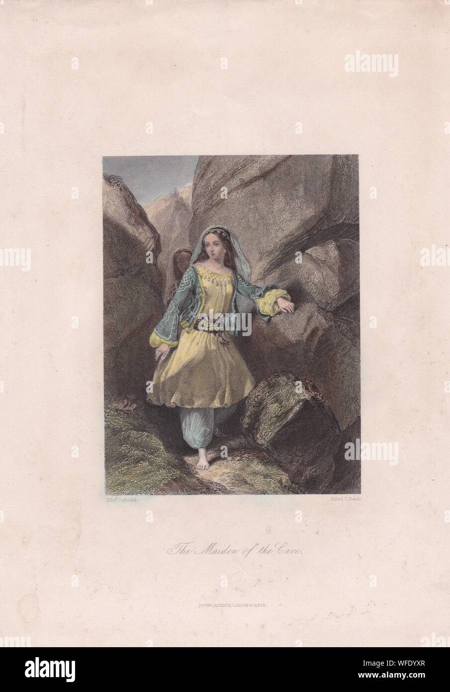 Book plate / print of 'The Maiden of the Cave'.  Painted by Edward Henry Corbould. Stock Photo