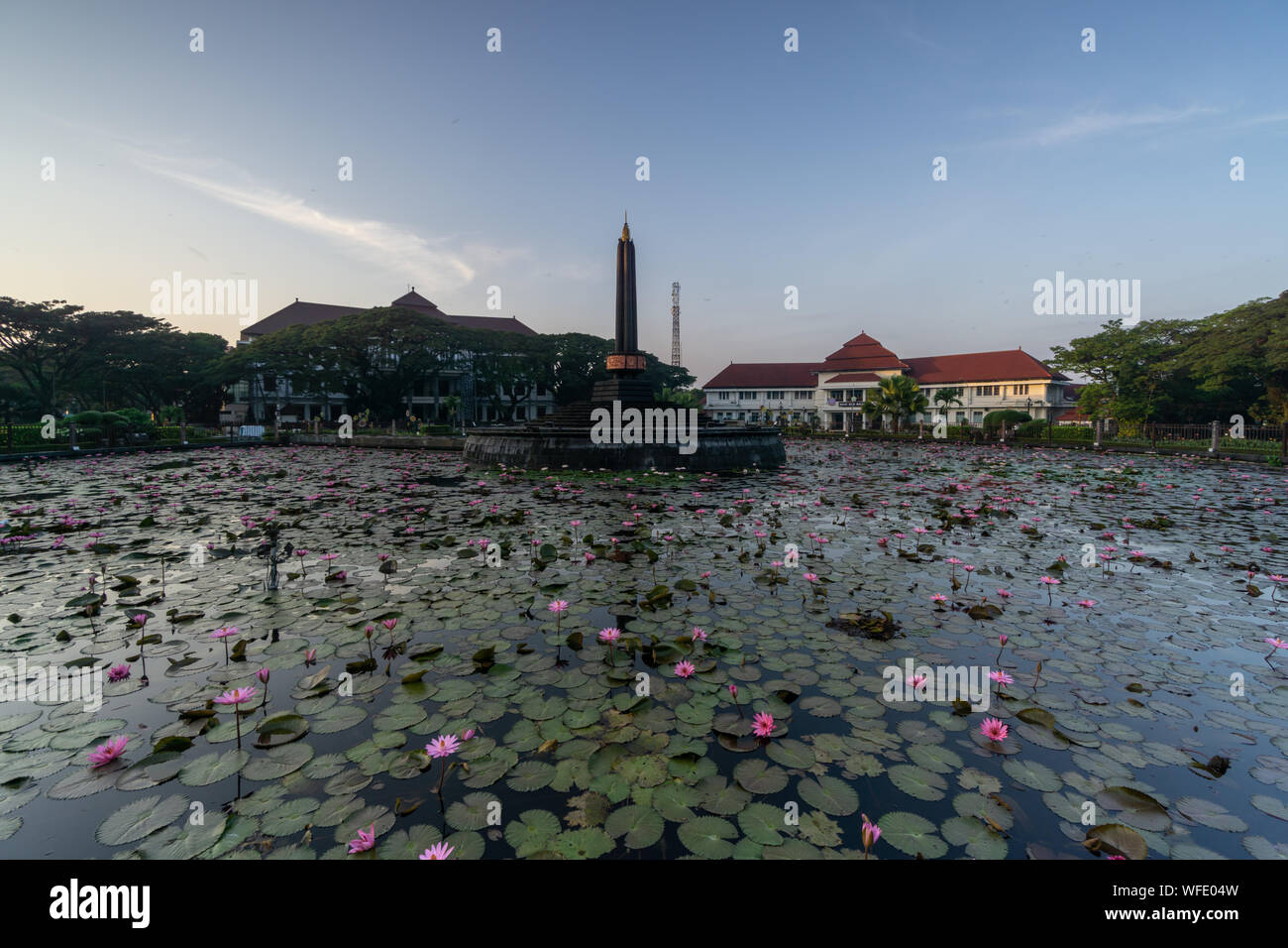 Monumen Tugu Balai Kota Alun Alun Malang located in the center of the ...
