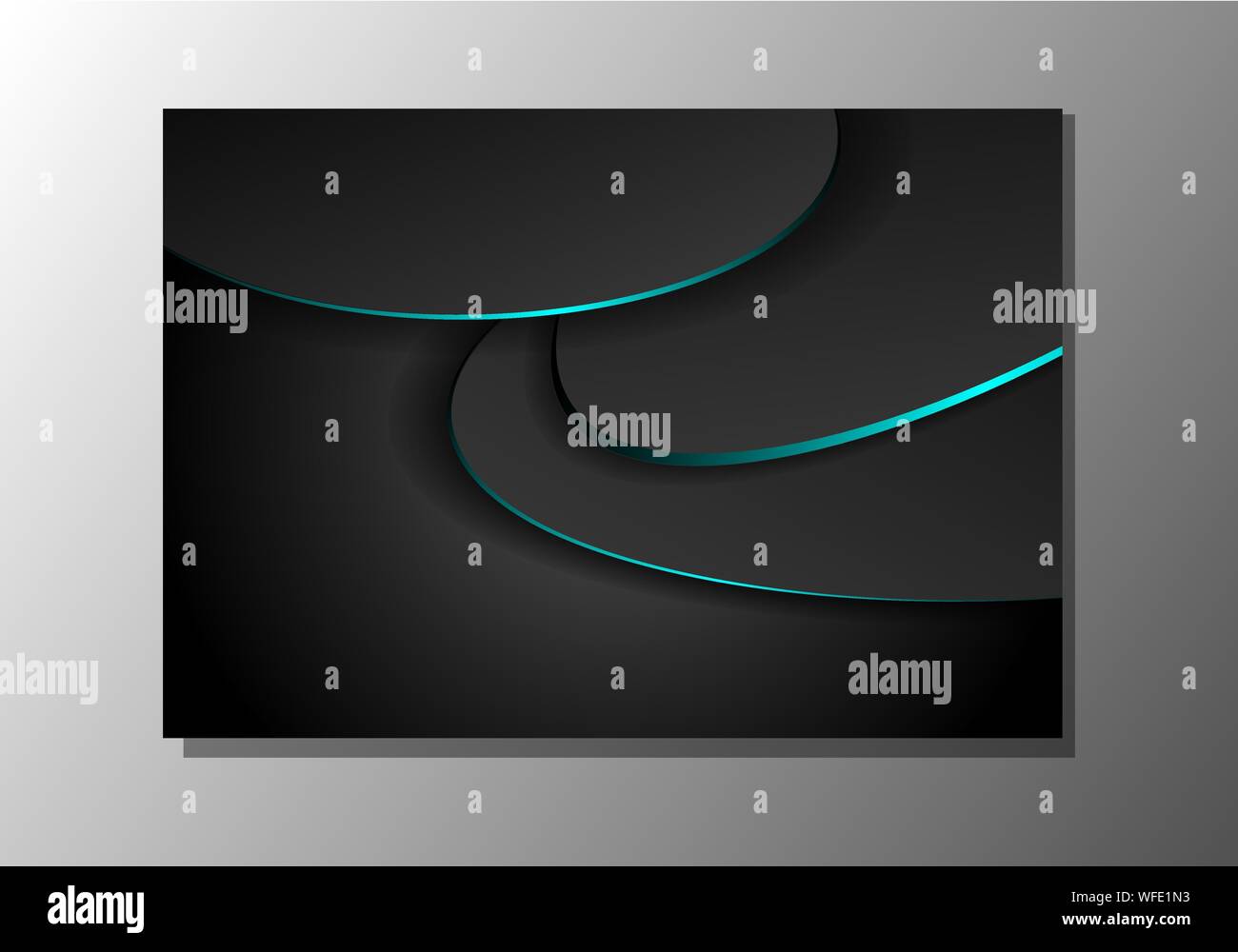 Black abstract wavy background with blue neon glow light Stock Vector ...