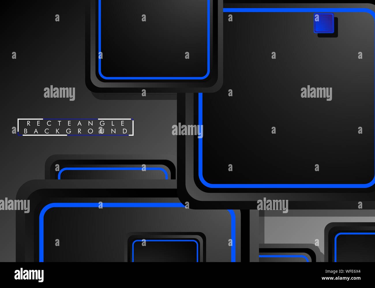 Black and blue neon squares abstract hi-tech background. Vector ...