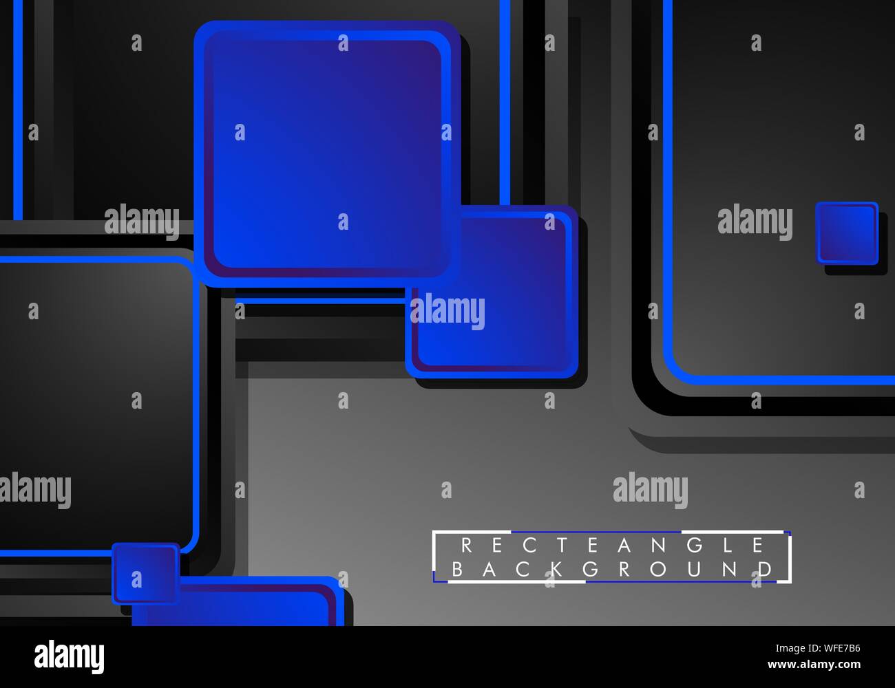 Black and blue neon squares abstract hi-tech background. Vector ...