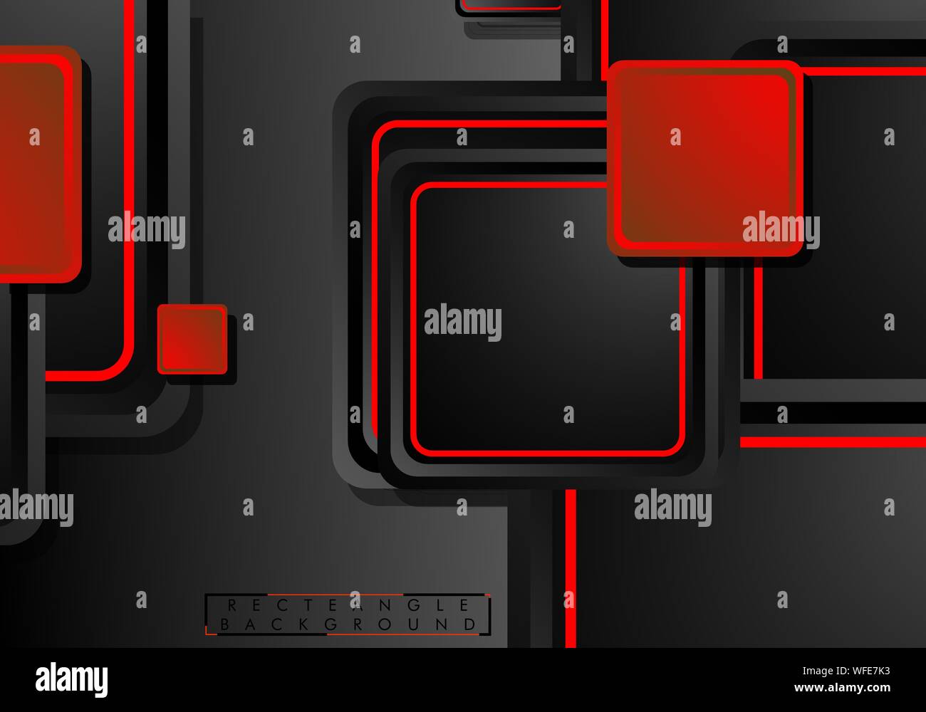 Black and red neon squares abstract hi-tech background. Vector ...