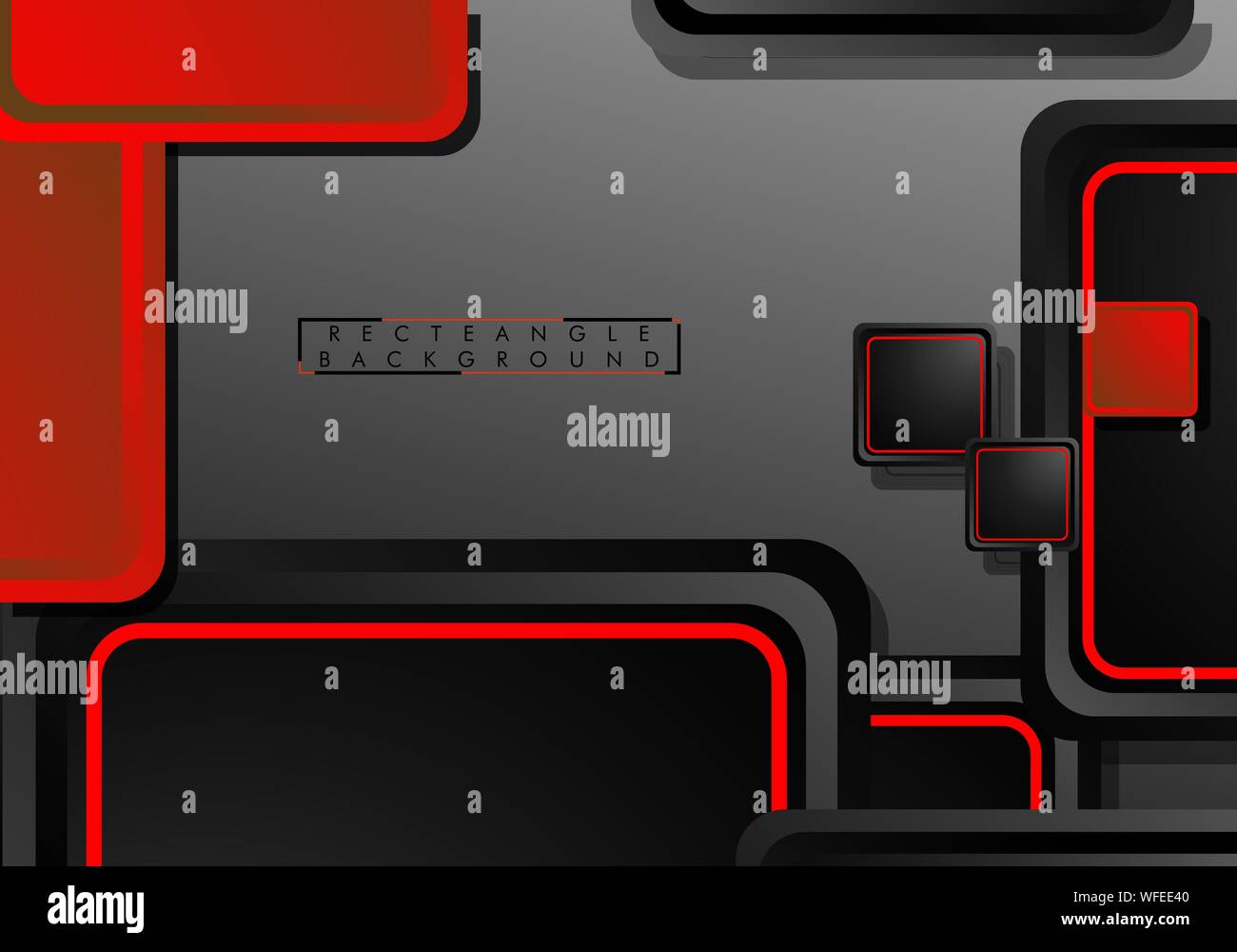 Black and red neon squares abstract hitech background. Vector