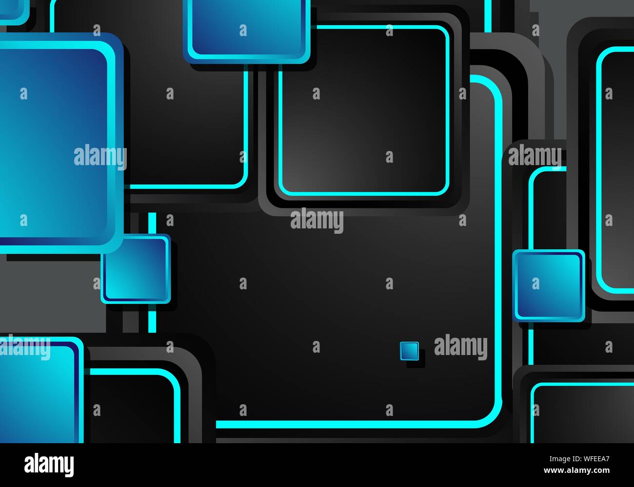 Black and blue neon squares abstract hi-tech background. Vector ...