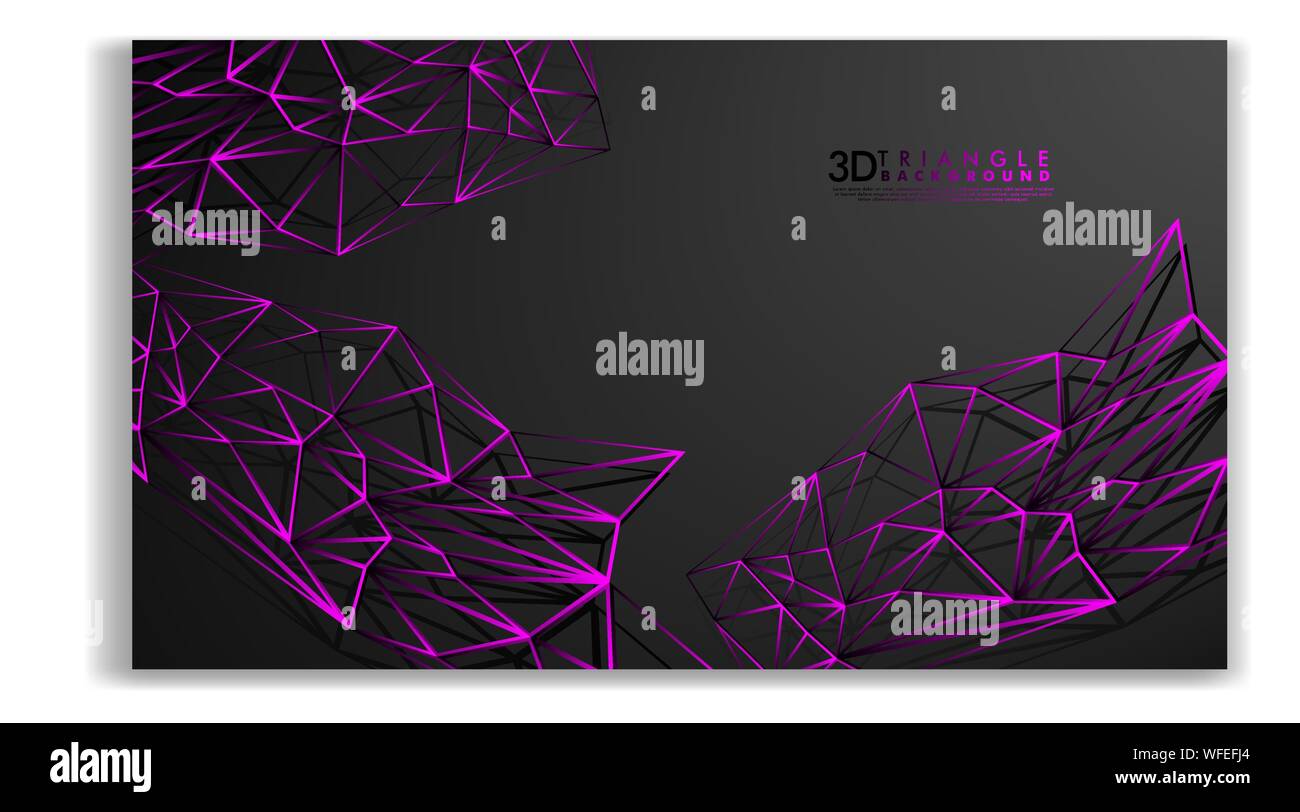 3D TRIANGLE LINE BACKGROUND . GRADIENT BLACK PINK Stock Vector