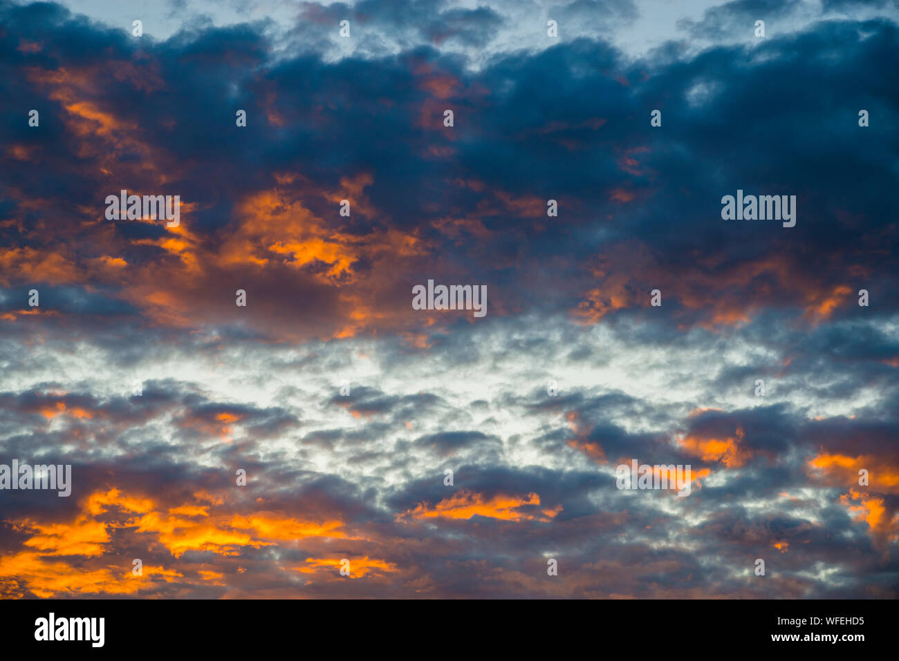 Sunset cloudy sky. Stock Photo