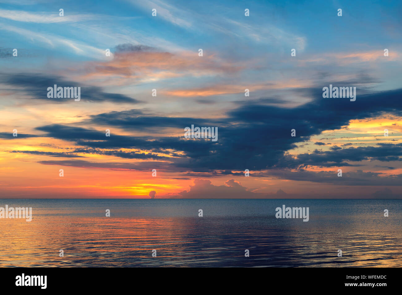 Sunrise by the ocean beach in Key Biscayne, Florida Stock Photo