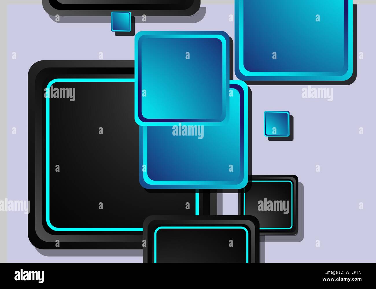 Black and blue neon squares abstract hi-tech background. Vector ...