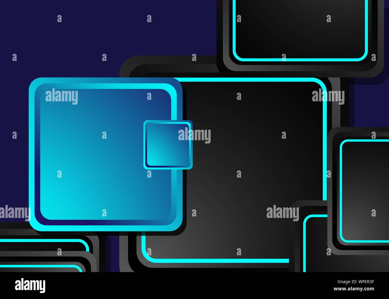 Black and blue neon squares abstract hi-tech background. Vector ...