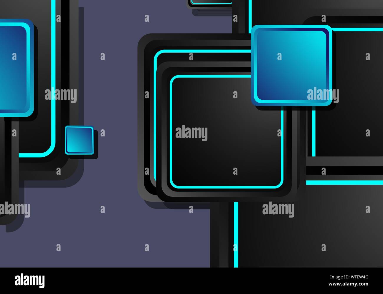 Black and blue neon squares abstract hi-tech background. Vector ...