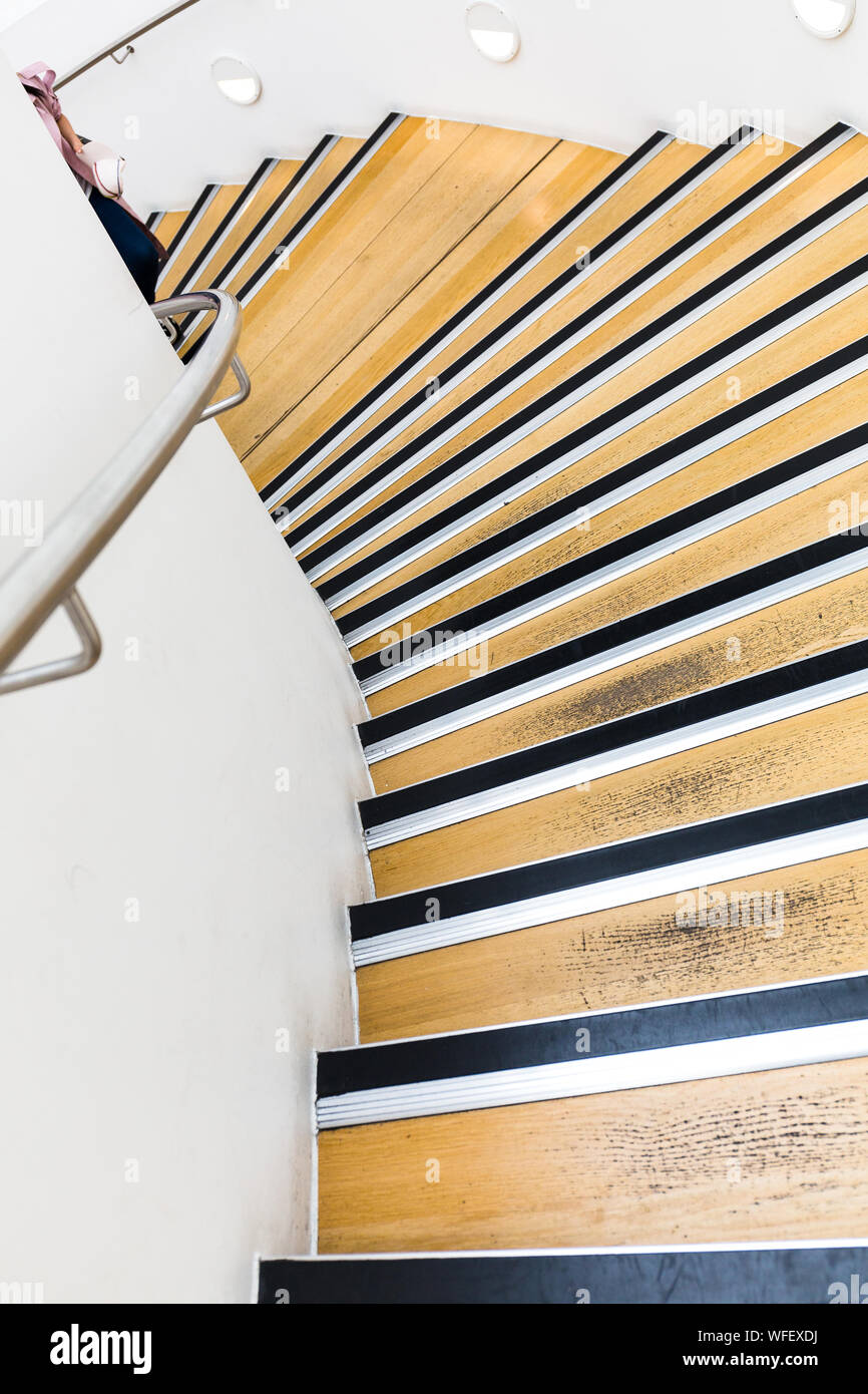 Interior spiral staircase. Museum of Liverpool. England UK Stock Photo