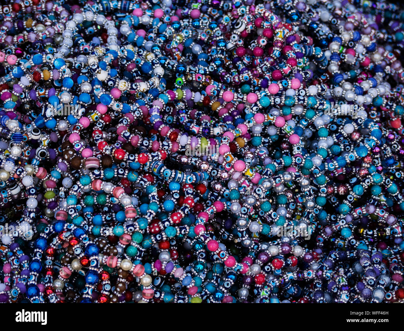 Full Frame Shot Of Colorful Bracelets At Market Stock Photo