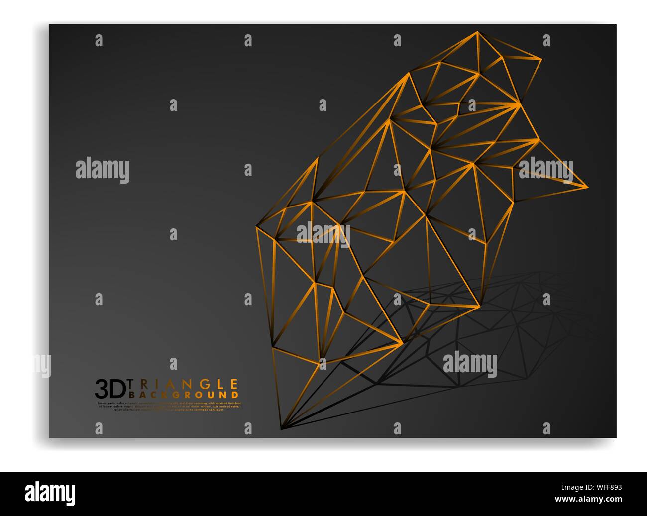 3D TRIANGLE LINE BACKGROUND . GRADIENT BLACK ORANGE Stock Vector