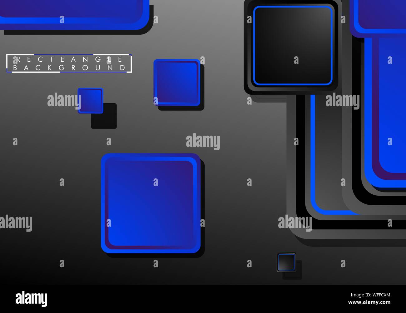 Black and blue neon squares abstract hi-tech background. Vector ...