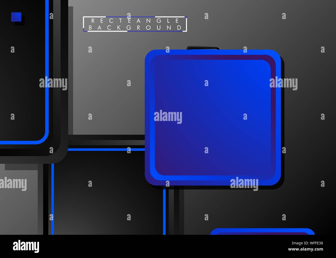 Black and blue neon squares abstract hi-tech background. Vector ...
