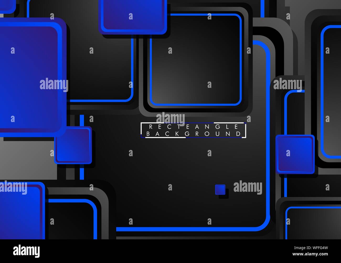 Black and blue neon squares abstract hi-tech background. Vector ...