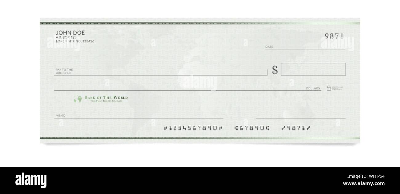 Blank bank check template. Fake cheque page mockup Stock Vector Image Blank bank check template. Fake cheque page mockup Stock Vector Image