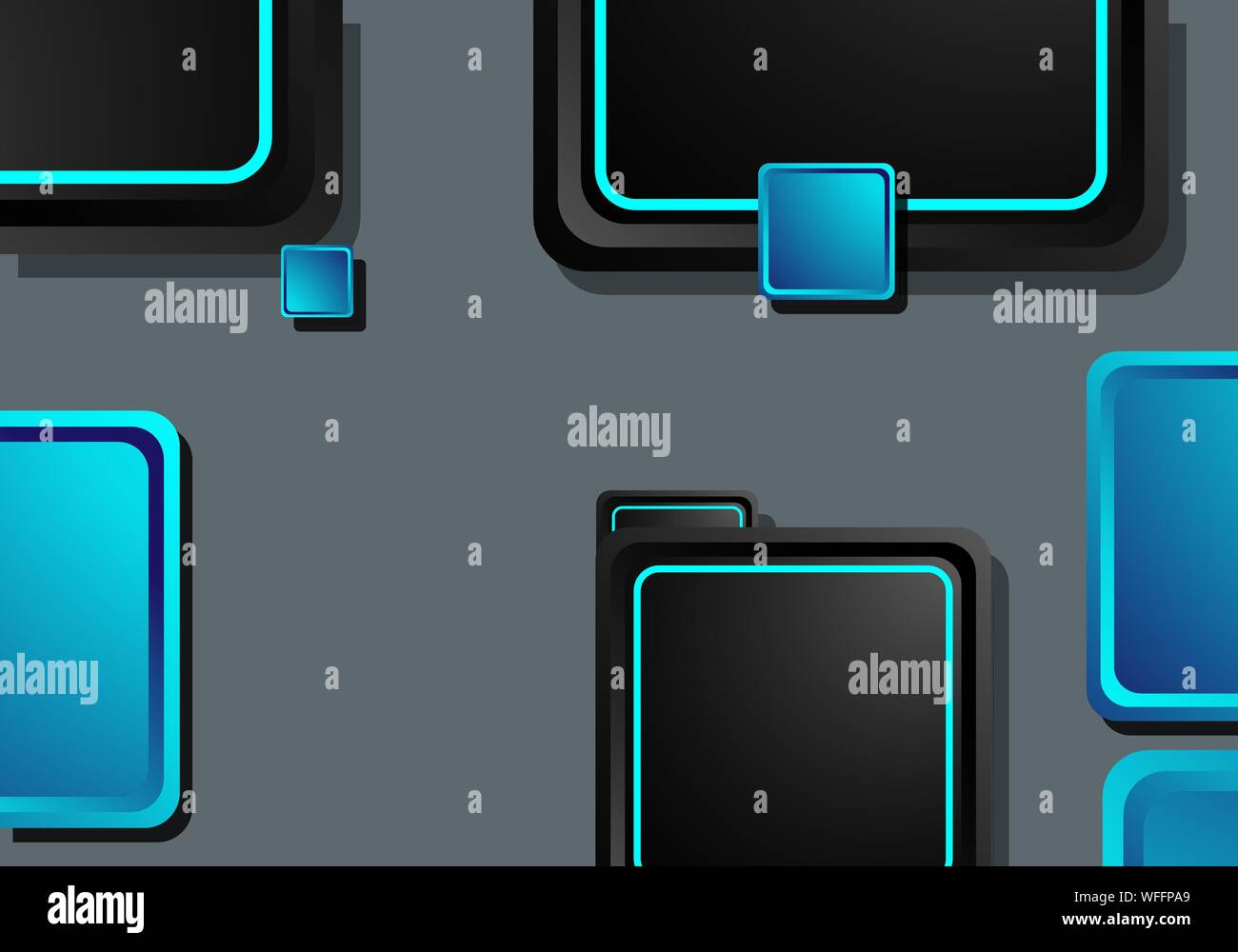 Black and blue neon squares abstract hi-tech background. Vector ...