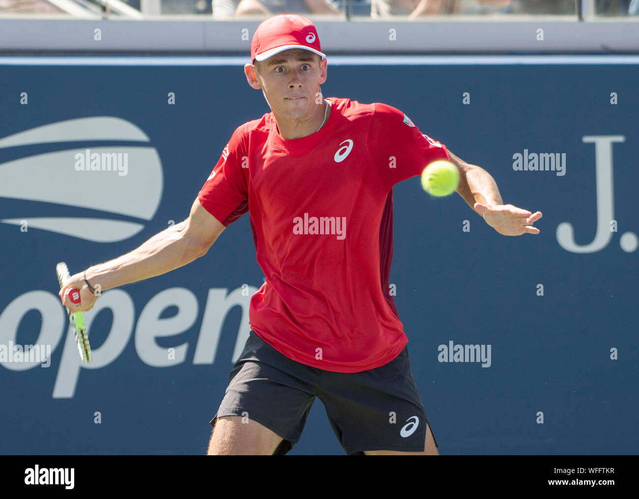 August 30, 2019: Alex de Minaur (AUS) defeated Kei Nishikori (JPN) 6-2, 6-4, 2-6, 6-3, at the US Open being played at Billie Jean King National Tennis Center in Flushing, Queens, NY. © Jo Becktold/CSM Stock Photo