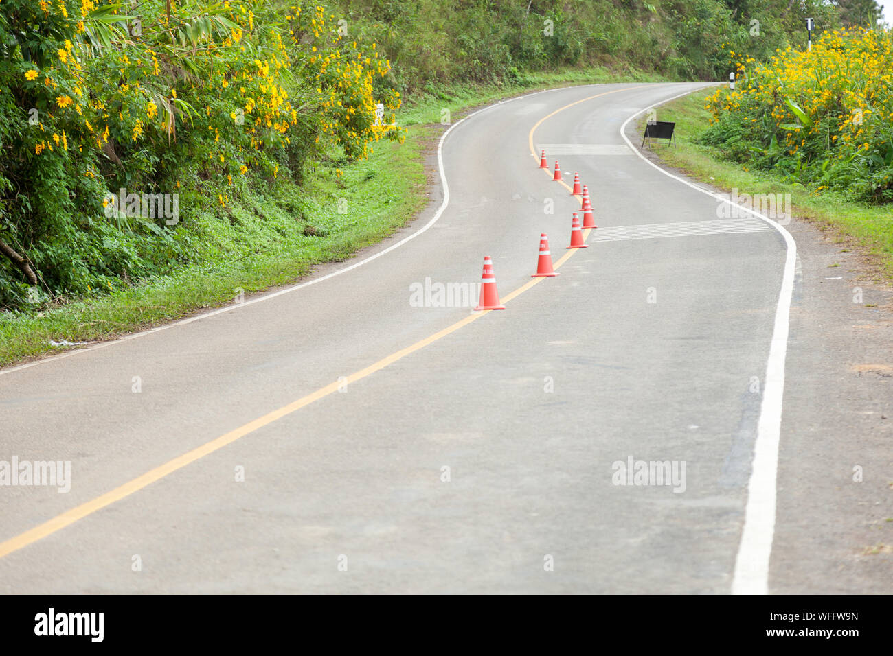 Traffic cones on road marking hires stock photography and images Alamy