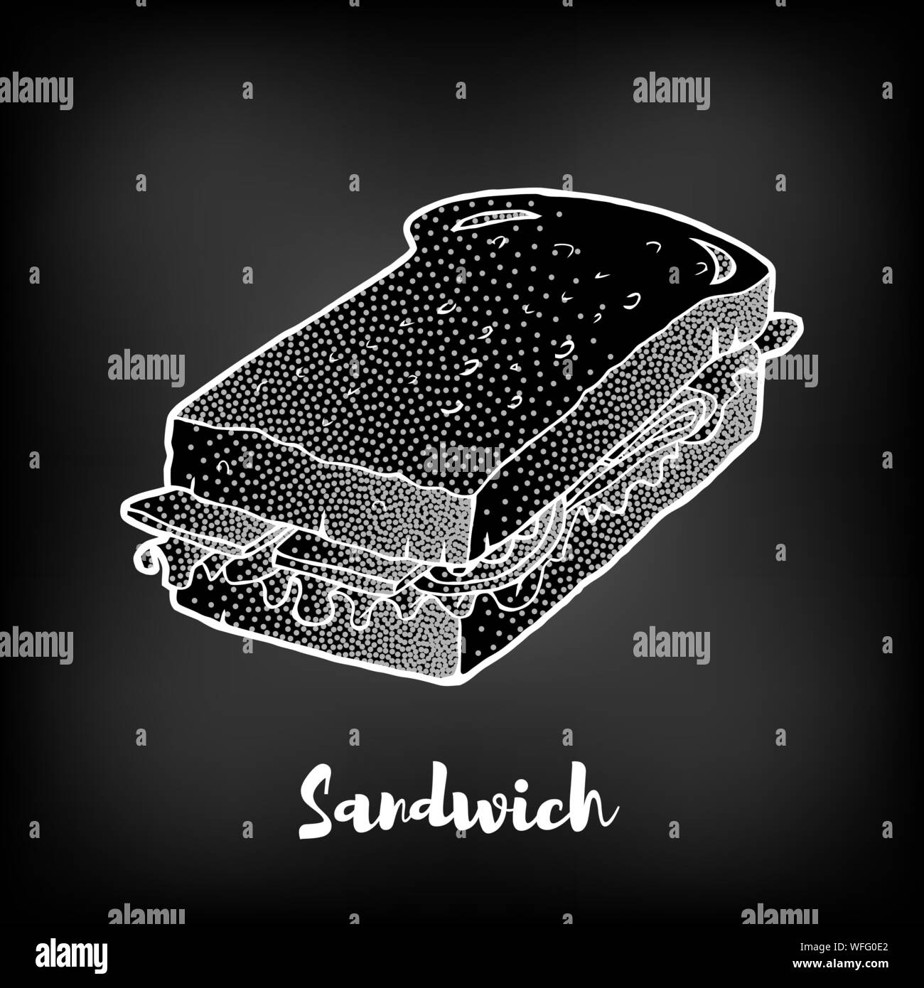 Chalk painted sandwich. Fast Food menu theme. Stock Vector