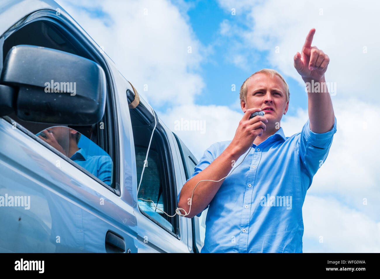 Aberystwyth Wales UK, Sat 31 August 2019.  Over 500 people march along the seafront in Aberystwyth in protest at the planned ‘anti-democratic’ 5 week prorogation of parliament in the run-up to Brexit at the end of October. Similar protest have been taking place in towns and cities across the UK The protesters were addressed by ELIN JONES, Welsh Assembly member and Speaker of the Welsh Parliament, and BEN LAKE, the local MP.  ELIN JONES announced that she would be recalling the Welsh Assembly next week to enable welsh Assembly Members to debate this issue. Photo credit: Keith Morris/Alamy Live Stock Photo