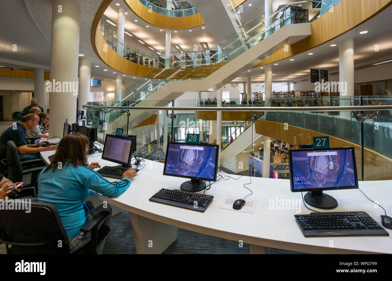 The computer area inside the Liverpool Central Library Stock Photo