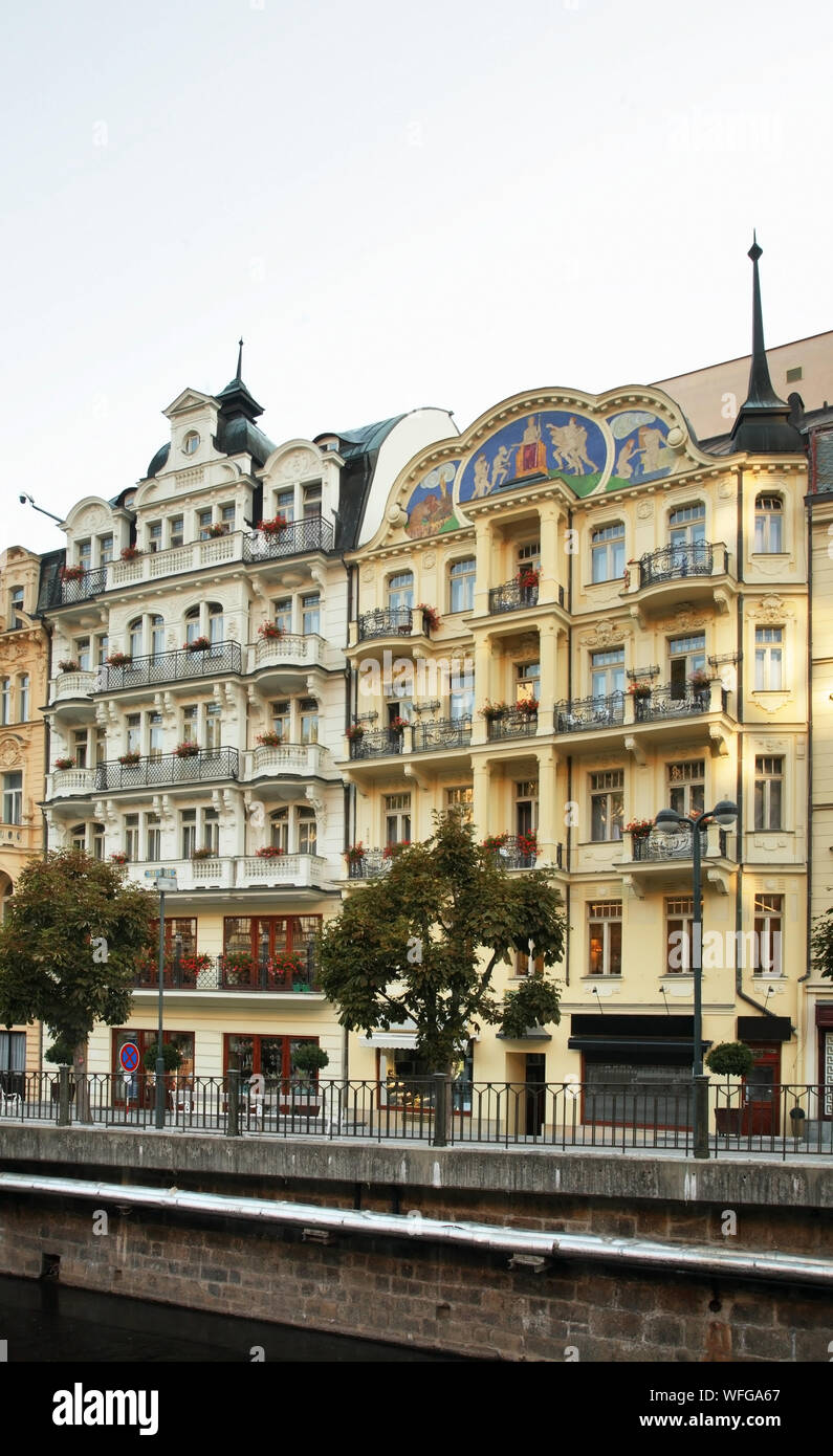 Vridelni street in Karlovy Vary. Bohemia. Czech Republic Stock Photo