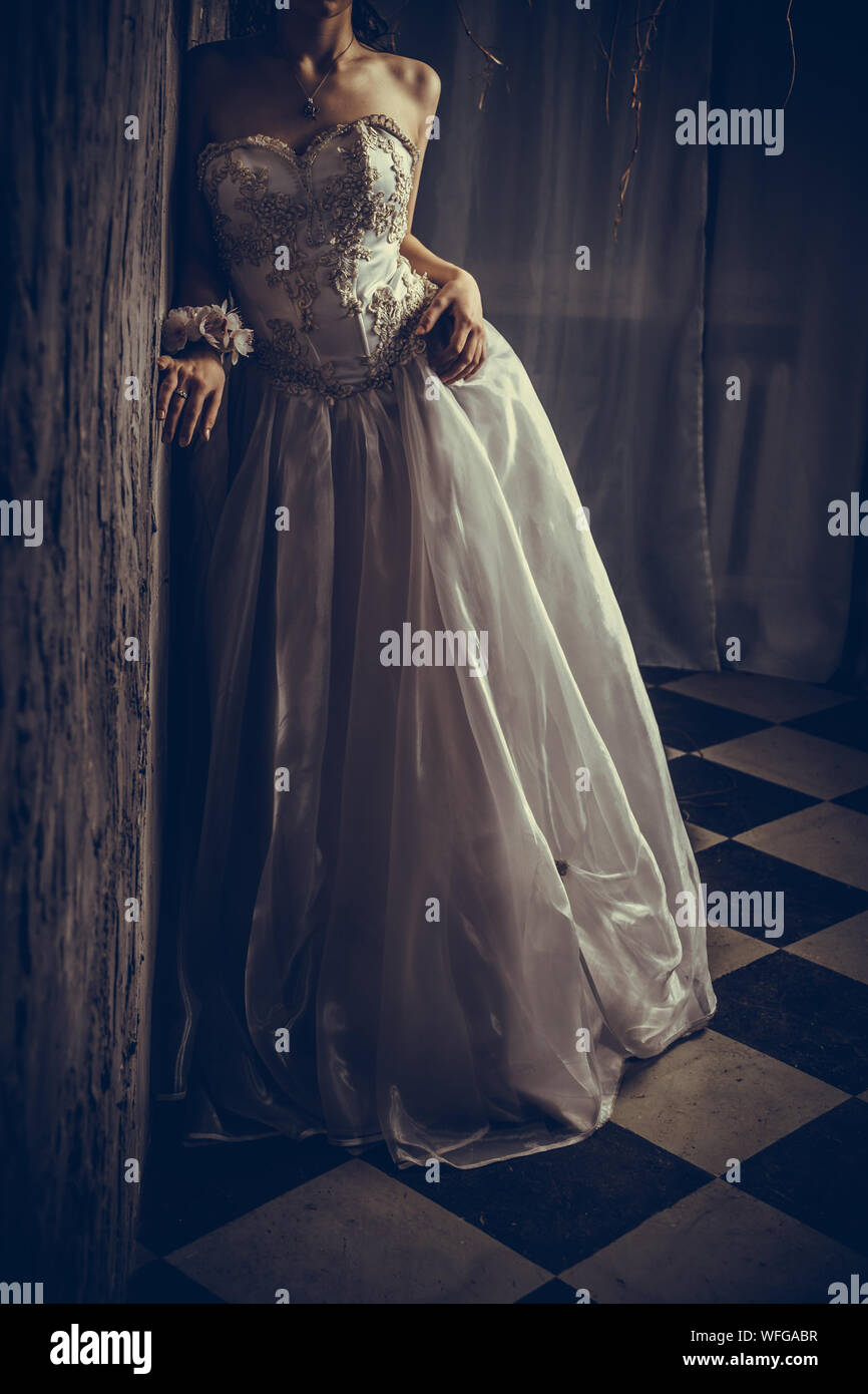 Low Section Of Woman In Gown Posing At Home Stock Photo Alamy Low Section Of Woman In Gown Posing At Home Stock Photo Alamy