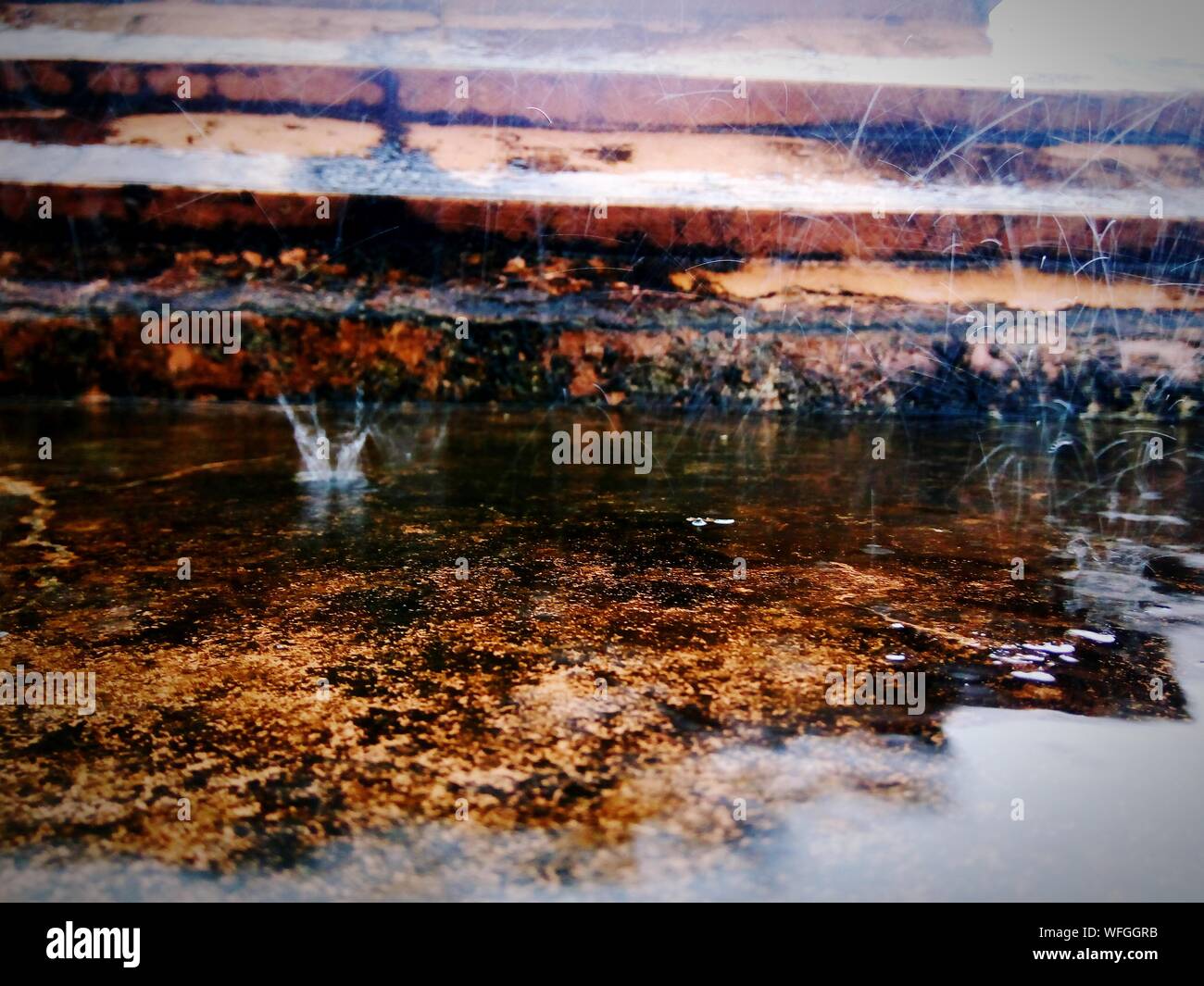 Splashing Water In Pond During Rain Stock Photo