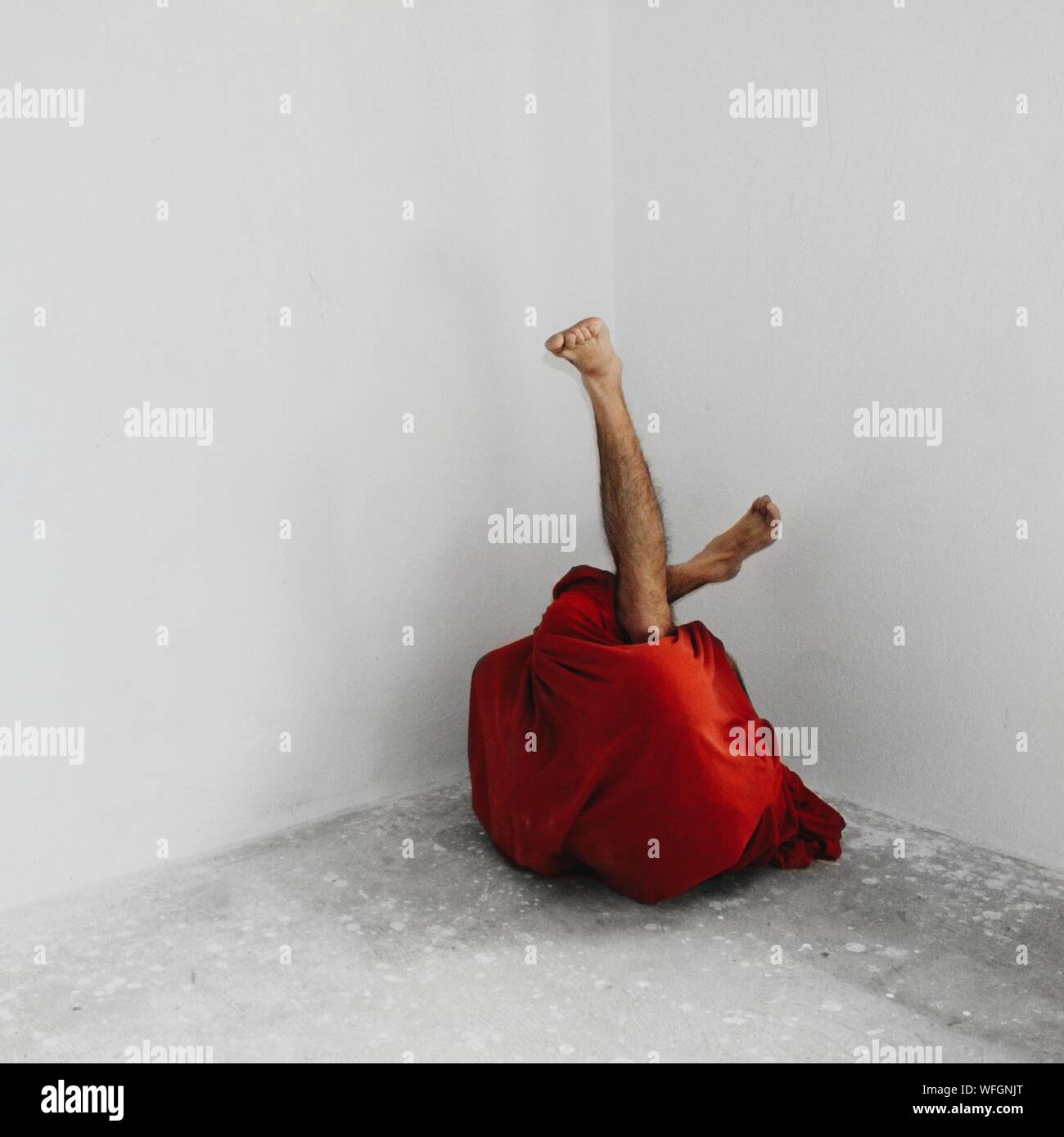 Man Wrapped In Blanket Stock Photo Alamy