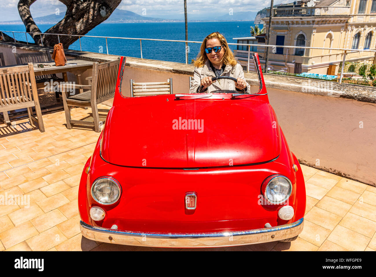 Italy, Sorrento, section of a model of vintage car Stock Photo Alamy