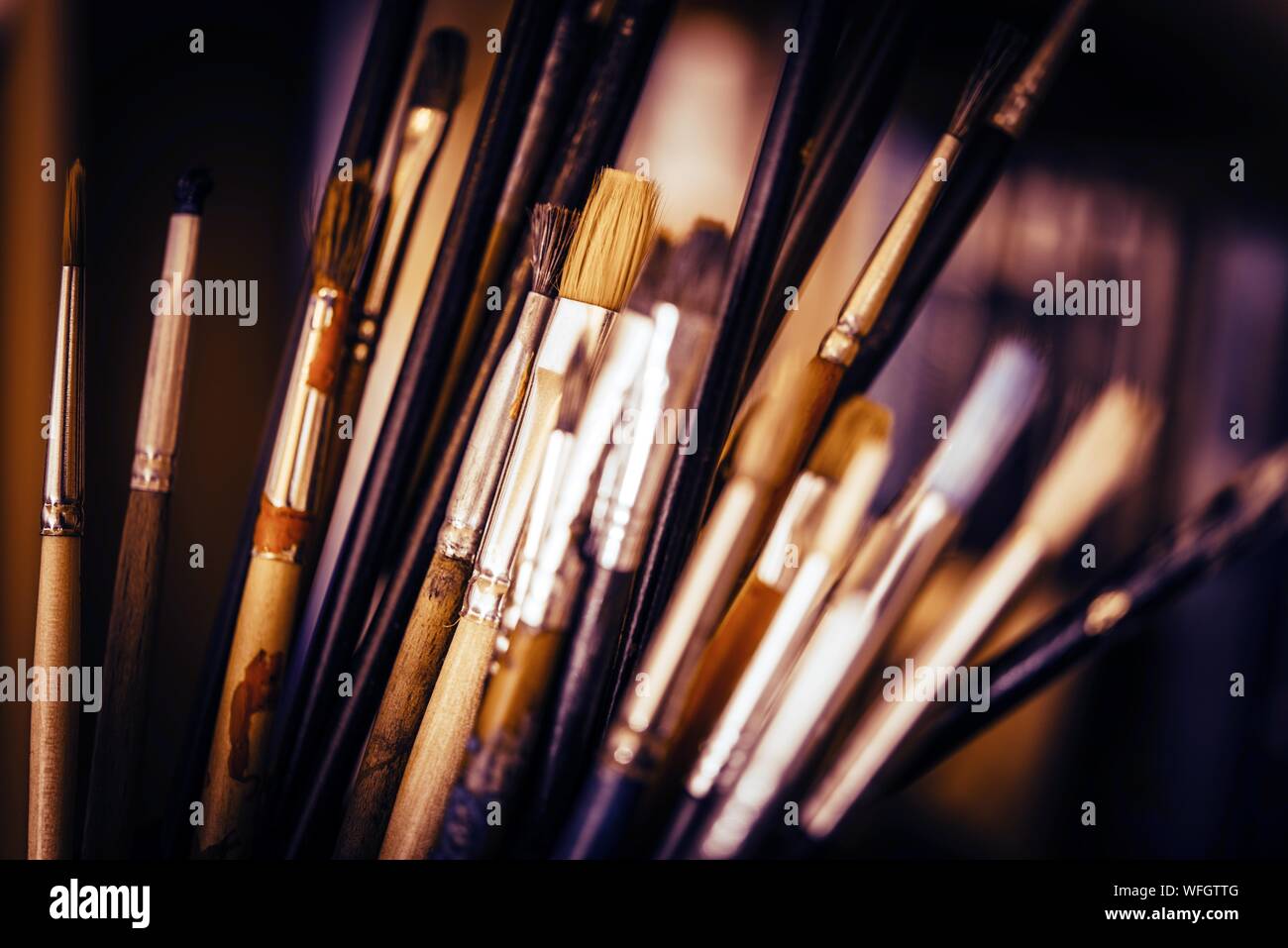 Close-up Of Paintbrushes Stock Photo