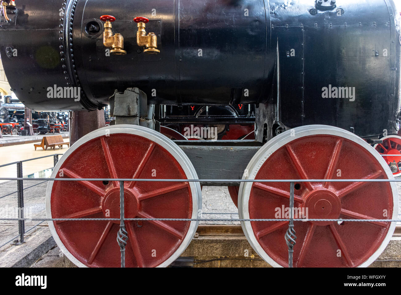 Details of restored antique steam locomotive Stock Photo - Alamy