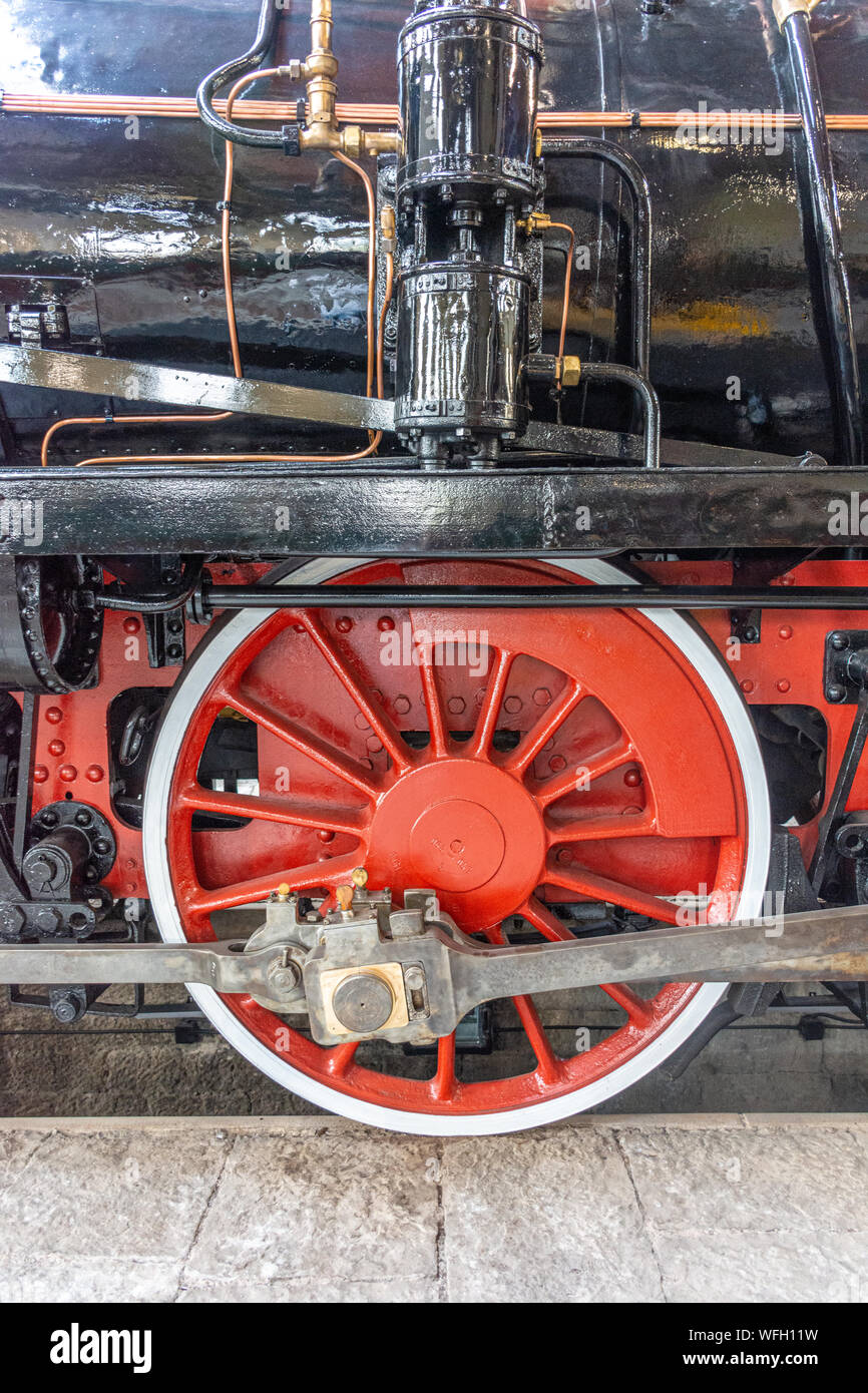 Details of restored antique steam locomotive Stock Photo - Alamy
