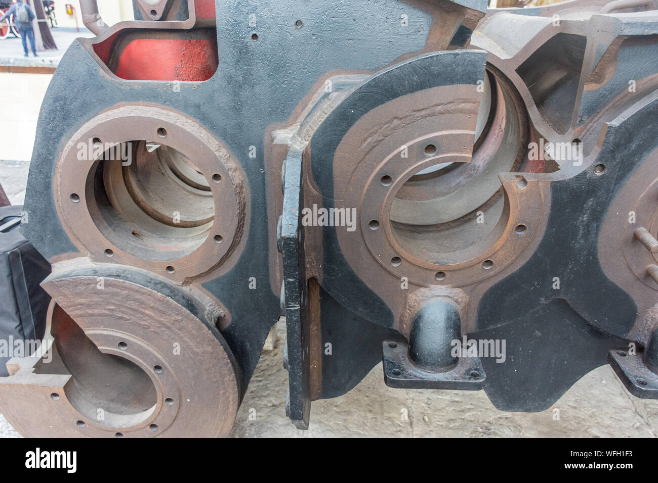 Detail of engine parts of antique steam train Stock Photo - Alamy